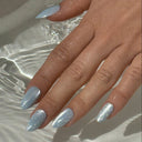 Glacier Blue, Medium Almond, press on nails