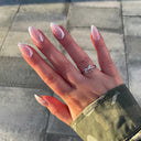 Milky Swirl, Medium Almond, press on nails